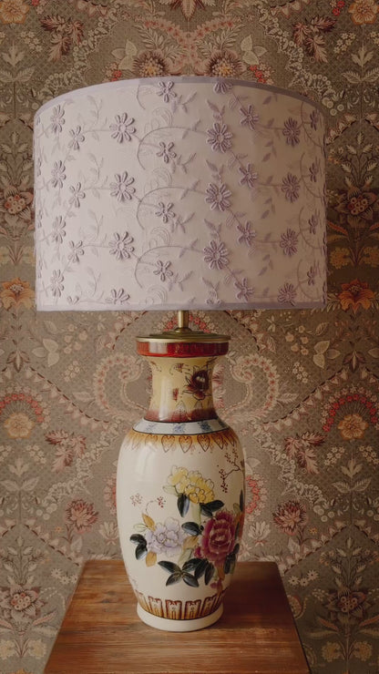 Grote lampenvoet met bloemen en vogels