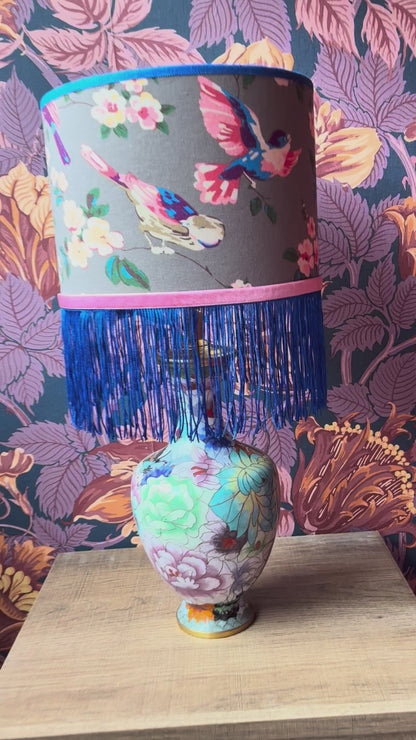 Cloissoné-vaaslampenvoet met bloemen