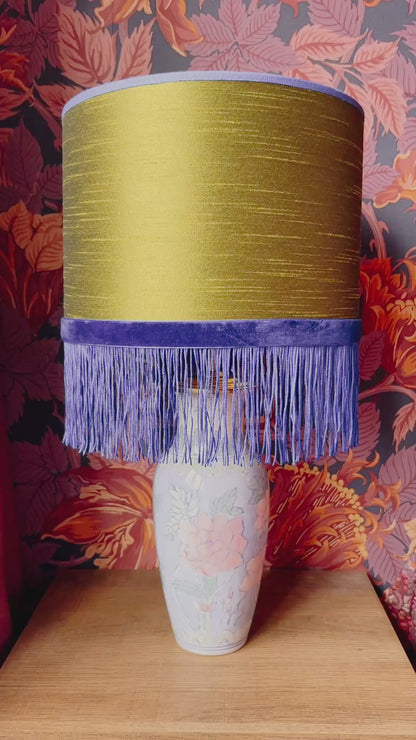 Lampenvoet lichtblauw met roze bloemen