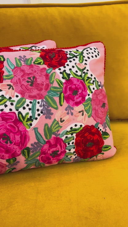 Kussen canvas bloemen