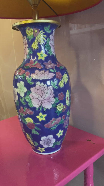 Lampenvoet bloemen divers blauw roze