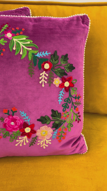 Kussen fluweel bloemenhart